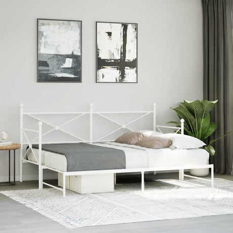 Vidaxl slaapbank met onderschuifbed zonder matras 75x190 cm staal wit