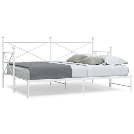 Vidaxl slaapbank met onderschuifbed zonder matras 75x190 cm staal wit