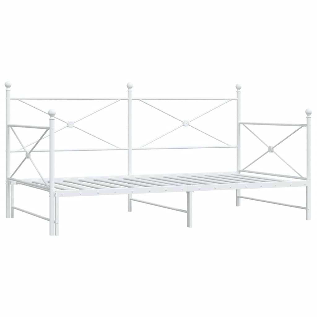 Vidaxl slaapbank met onderschuifbed zonder matras 100x190 cm staal wit