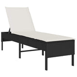 Vidaxl ligstoel met kussen zwart 55x200x44cm polyrotan