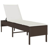 Vidaxl ligstoel met kussen bruin 55x200x44cm polyrotan