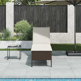 Vidaxl ligstoel met kussen bruin 55x200x44cm polyrotan