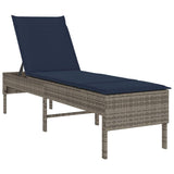 Vidaxl ligstoel met kussen grijs 55x200x44cm polyrotan