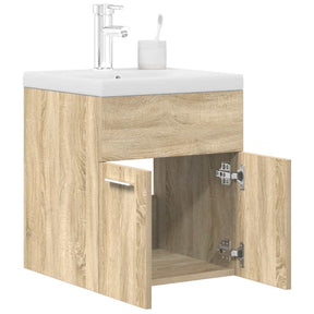 Vidaxl wastafelmeubel met inbouwwastafel en kraan sonoma eikenhout