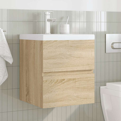 Vidaxl 2-delige badkamermeubelset bewerkt hout sonoma eikenkleurig