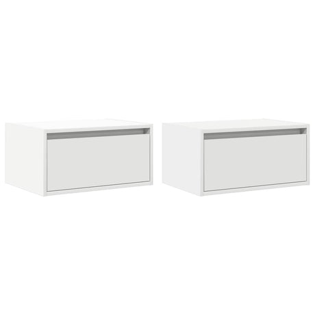 Vidaxl nachtkastjes met led's 2 st wandgemonteerd wit