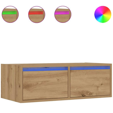 Vidaxl tv-meubel met led-verlichting 75x35,5x25 cm artisanaal eiken