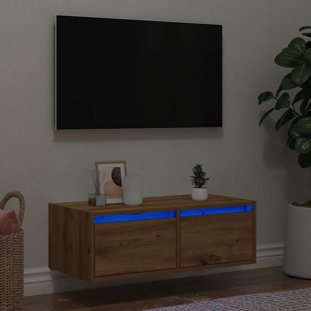 Vidaxl tv-meubel met led-verlichting 75x35,5x25 cm artisanaal eiken