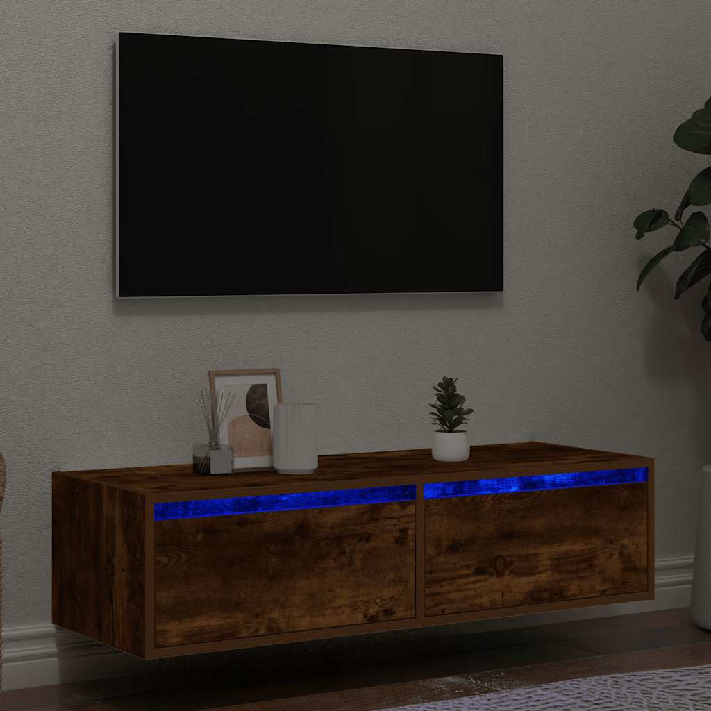 Vidaxl tv-meubel met led-verlichting 100x35,5x25 cm gerookt eikenkleur