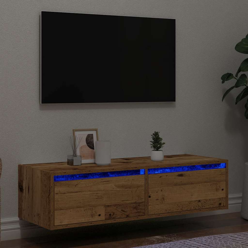 Vidaxl tv-meubel met led-verlichting 100x35,5x25 cm oud houtkleurig