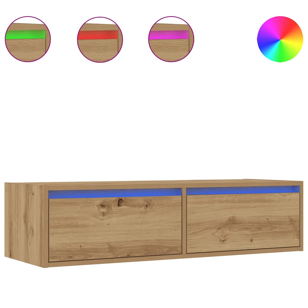 Vidaxl tv-meubel met led-verlichting 100x35,5x25 cm artisanaal eiken