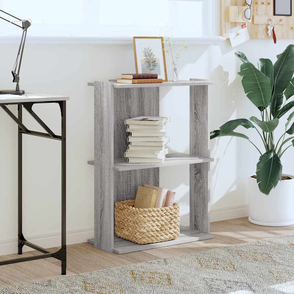 Vidaxl boekenkast 3-laags 60x30x80 cm bewerkt hout grijs sonoma eiken