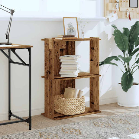 Vidaxl boekenkast 3-laags 60x30x80 cm bewerkt hout oud houtkleur