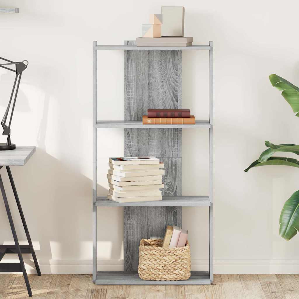 Vidaxl boekenkast 3-laags 60x30x120 cm bewerkt hout grijs sonoma eiken