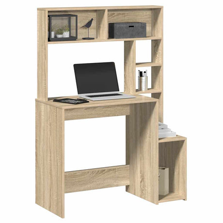 Vidaxl bureau met schappen 100x45x140 bewerkt hout sonoma eikenkleur