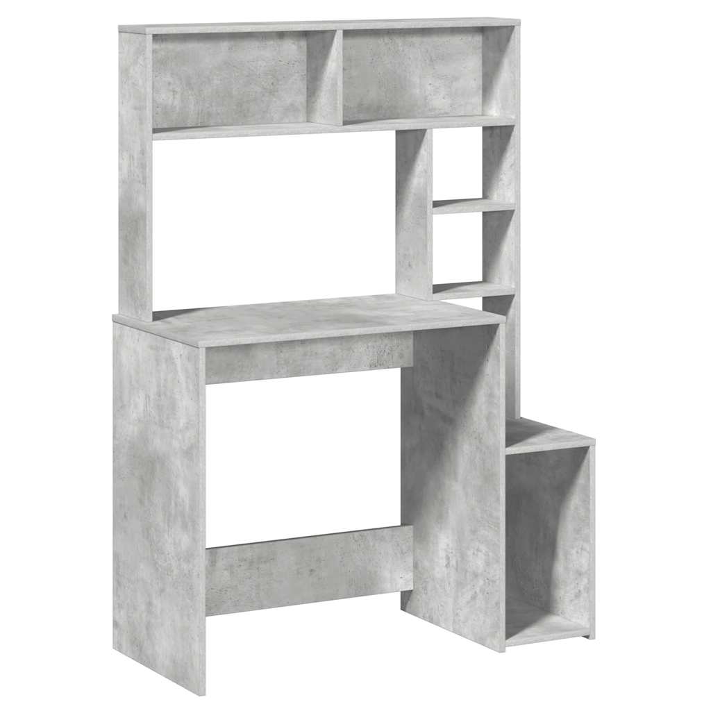 Vidaxl bureau met schappen 100x45x140 cm bewerkt hout betongrijs