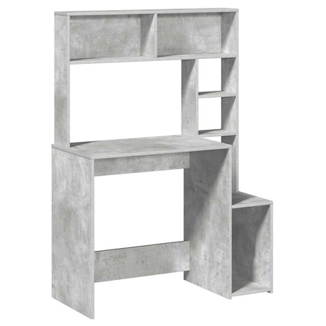 Vidaxl bureau met schappen 100x45x140 cm bewerkt hout betongrijs