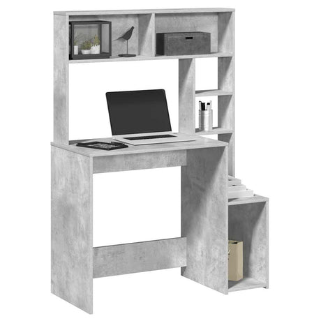 Vidaxl bureau met schappen 100x45x140 cm bewerkt hout betongrijs
