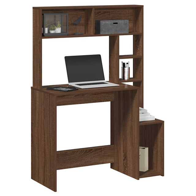 Vidaxl bureau met schappen 100x45x140 cm bewerkt hout bruineikenkleur