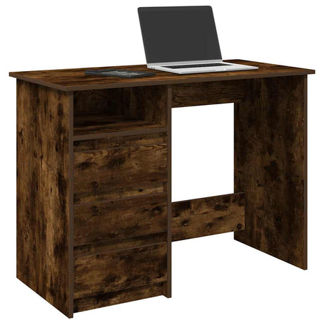 Vidaxl bureau 102x50x75 cm bewerkt hout gerookt eikenkleurig