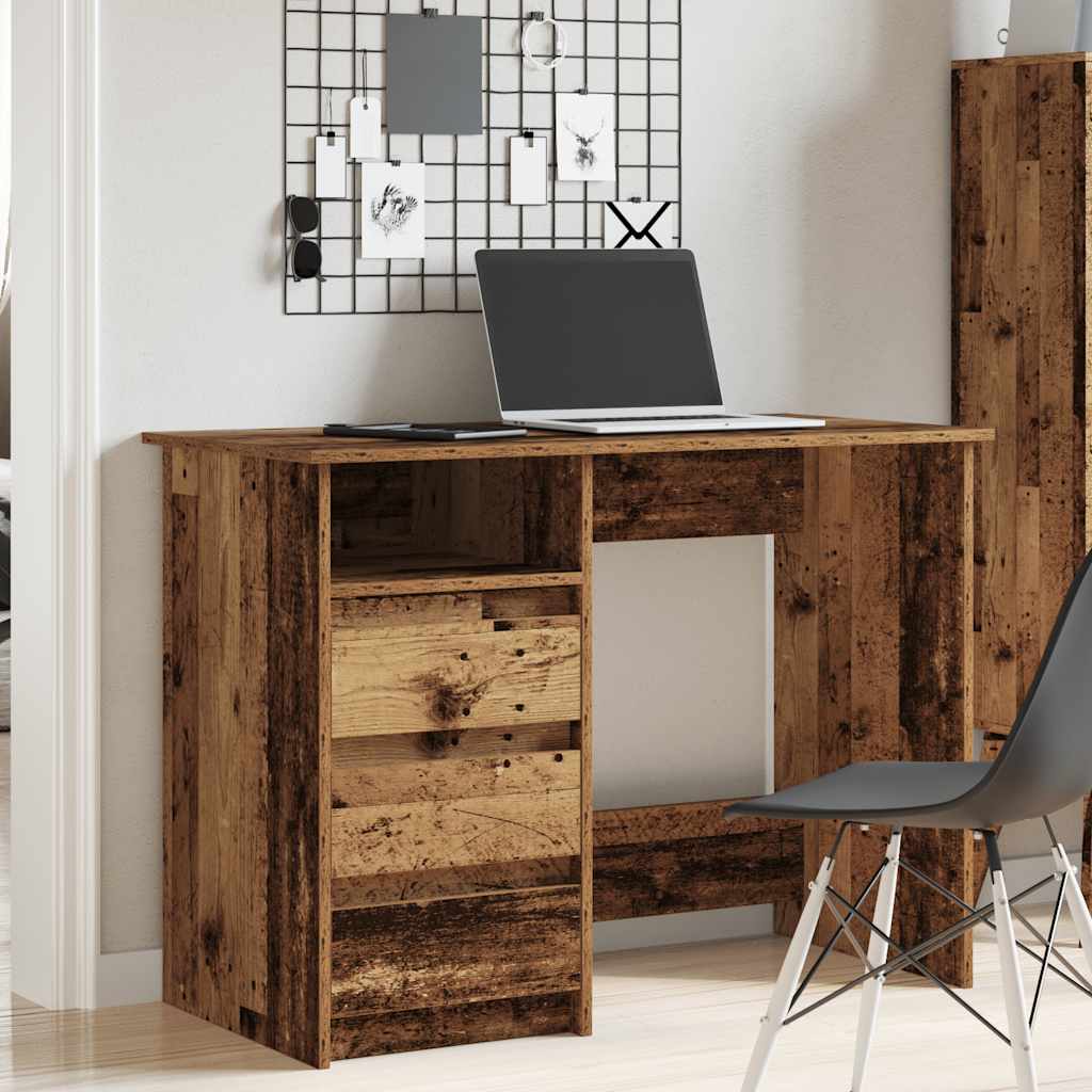 Vidaxl bureau 102x50x75 cm bewerkt hout oud houtkleurig