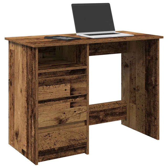 Vidaxl bureau 102x50x75 cm bewerkt hout oud houtkleurig