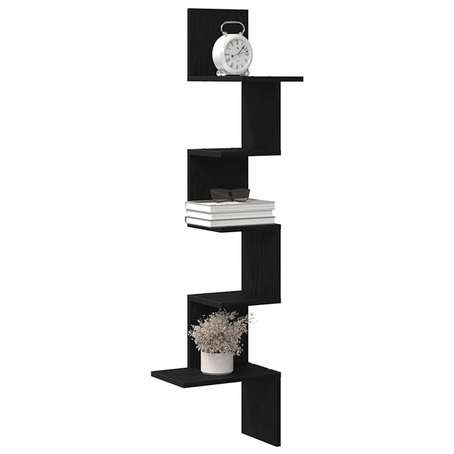 Vidaxl hoekwandschap 32x32x127,5 cm bewerkt hout zwart