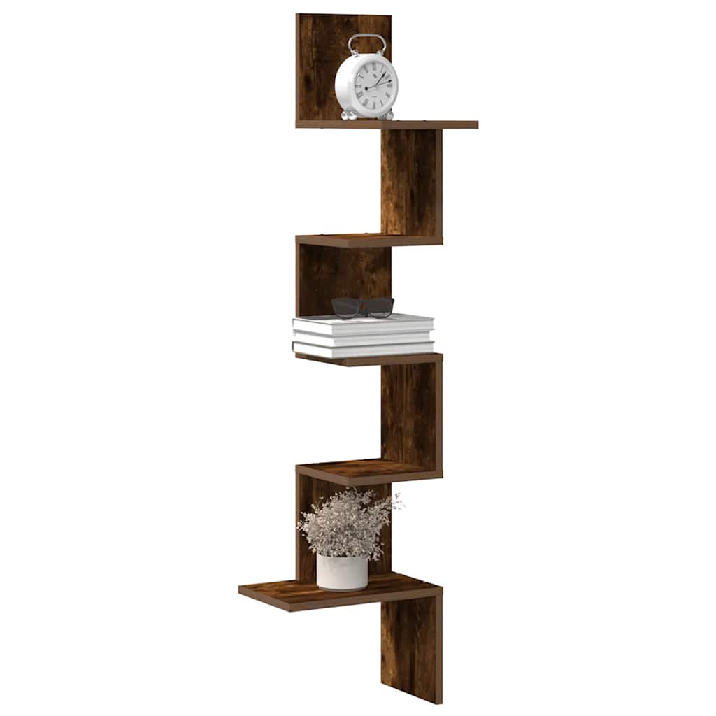 Vidaxl hoekwandschap 32x32x127,5 cm bewerkt hout gerookt eikenkleurig