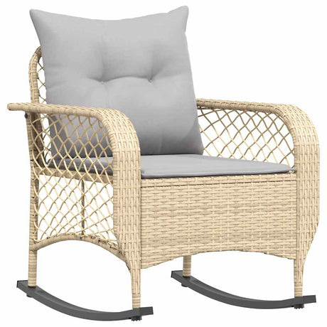 Vidaxl tuinschommelstoel met kussens poly rattan beige