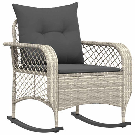 Vidaxl tuinschommelstoel met kussens poly rattan lichtgrijs