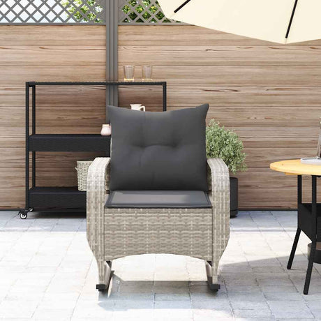Vidaxl tuinschommelstoel met kussens poly rattan lichtgrijs