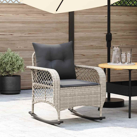 Vidaxl tuinschommelstoel met kussens poly rattan lichtgrijs