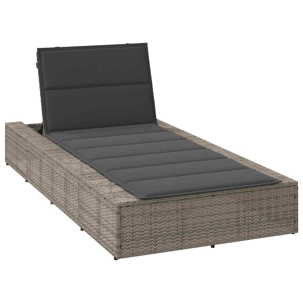 Vidaxl ligbed met zwevend kussen poly rattan grijs