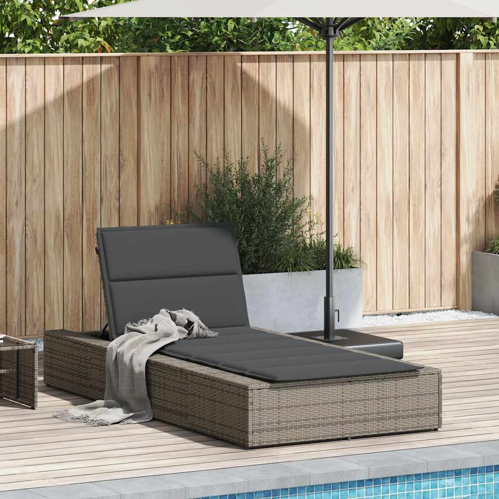 Vidaxl ligbed met zwevend kussen poly rattan grijs