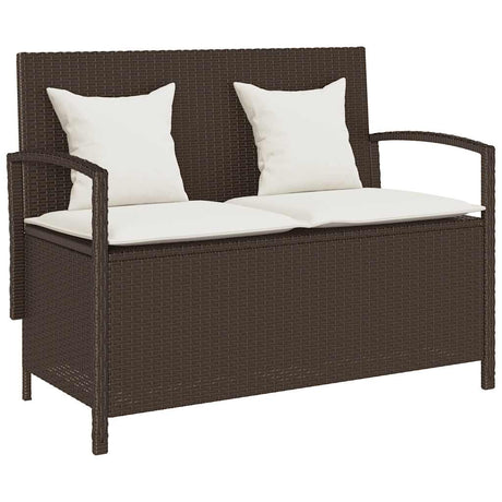 Vidaxl tuinbank met kussen poly rattan bruin