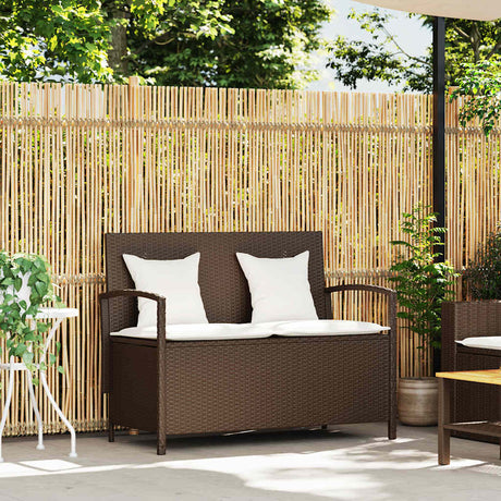 Vidaxl tuinbank met kussen poly rattan bruin