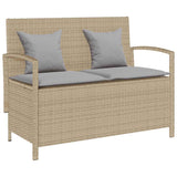 Vidaxl tuinbank met kussen poly rattan beige