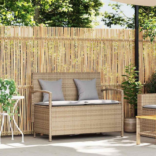 Vidaxl tuinbank met kussen poly rattan beige