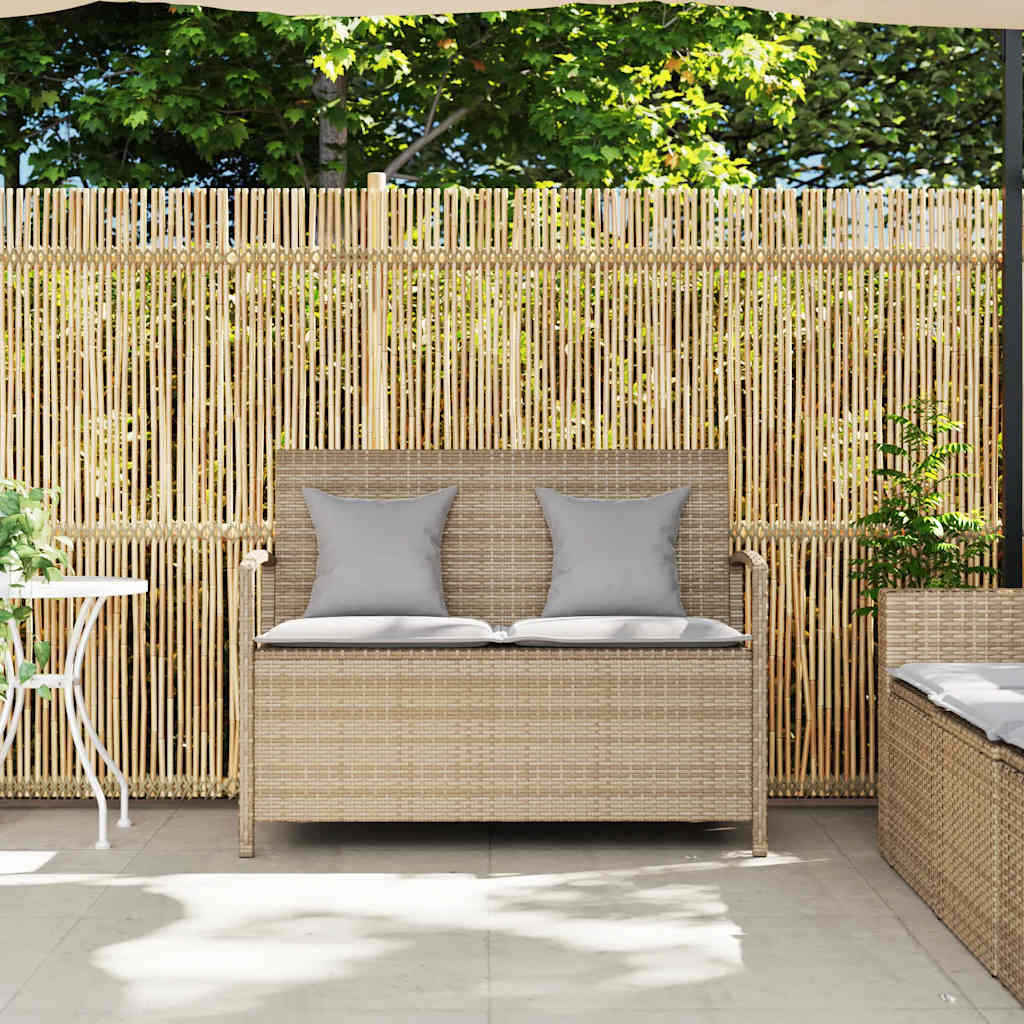 Vidaxl tuinbank met kussen poly rattan beige