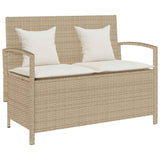 Vidaxl tuinbank met kussen poly rattan beige