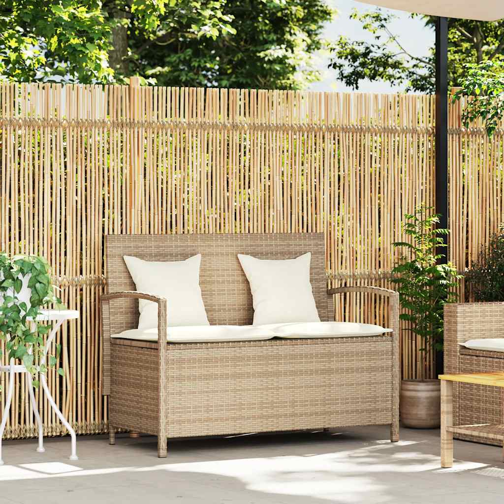 Vidaxl tuinbank met kussen poly rattan beige