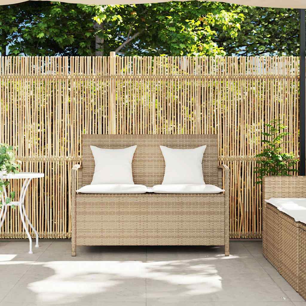 Vidaxl tuinbank met kussen poly rattan beige