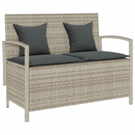 Vidaxl tuinbank met kussen poly rattan lichtgrijs