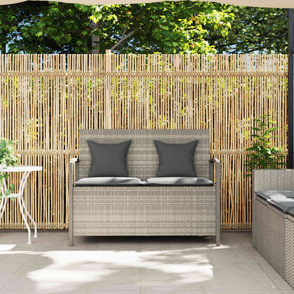 Vidaxl tuinbank met kussen poly rattan lichtgrijs