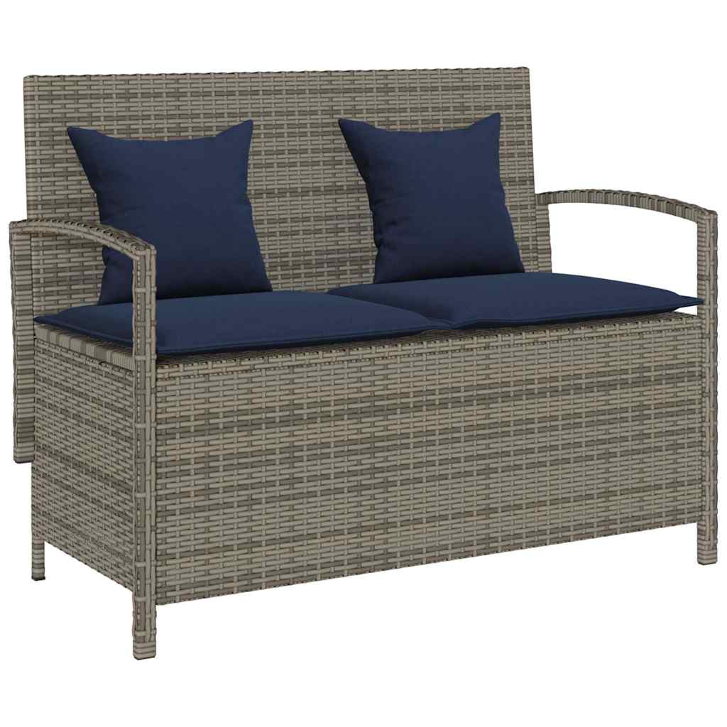 Vidaxl tuinbank met kussen poly rattan grijs