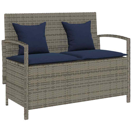 Vidaxl tuinbank met kussen poly rattan grijs