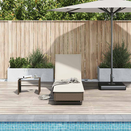 Vidaxl ligbed met wielen en kussen poly rattan bruin