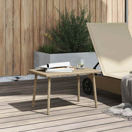 Vidaxl tuin salontafel rechthoekig 60x40x37 cm poly rattan beige