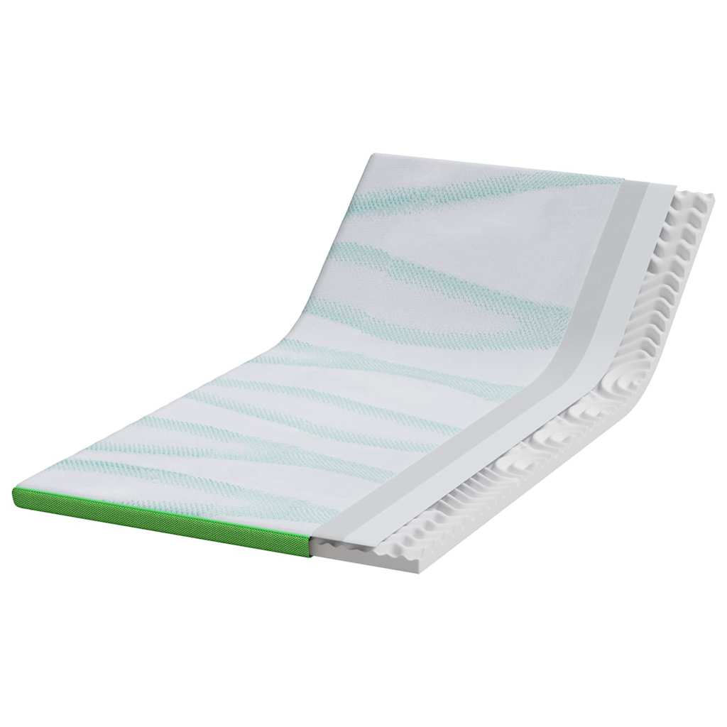 Vidaxl matrastopper wit en groen 90 x 200 cm jacquard stof