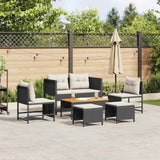 Vidaxl tuinbankenset 6 st zwart en crème poly rattan